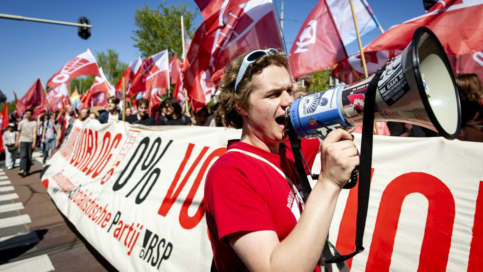 Protestors demand equal-pay law at Labour Day march in Amsterdam